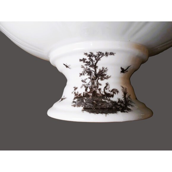AUV2 Black & White French country Toile Centerpiece Pedestal Fruit Bowl - Picture 4 of 13